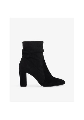 Womens Dune Okra Ruched Suede Heeled Ankle Boots
