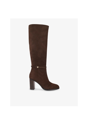 Womens Dune Starlling Suede Heeled Knee-High Boots