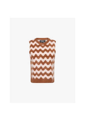 Womens Me And Em Scallop-Pattern Brushed Cashmere Vest