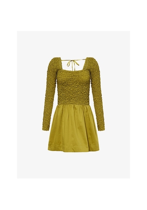 Womens Damson Madder Malinda Smocked Cotton Mini Dress