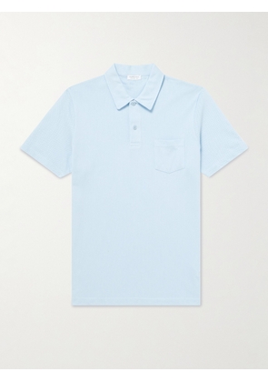 Sunspel - Riviera Slim-Fit Cotton-Mesh Polo Shirt - Men - Blue - S