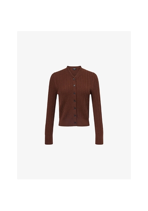 Womens Me And Em Micro-Cable Merino-Wool and Cashmere Cardigan