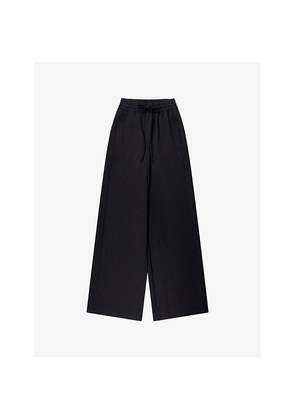 Womens Ro&Zo Pinstripe Wide-Leg Stretch-Woven Trousers