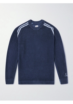 C.P. Company - Striped Logo-Embroidered Cotton-Chenille Sweater - Men - Blue - S