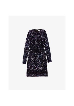 Womens Ro&Zo Evie Blue Cluster Sequin Long Sleeve