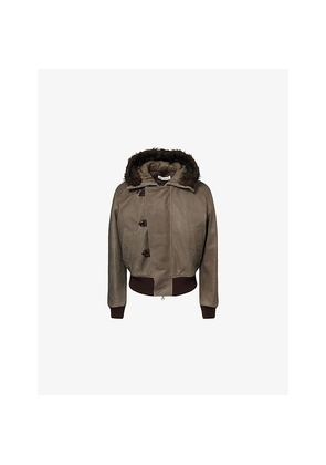 Mens Our Legacy Compel Hooded Leather Jacket