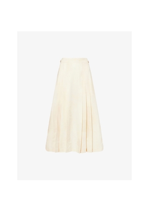 Womens Gabriela Hearst Lerna Pleat Flared Wool Midi Skirt