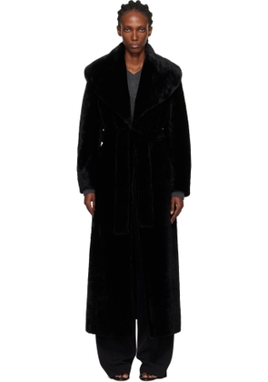 Nour Hammour Black Giovanna Enveloping Shearling Coat