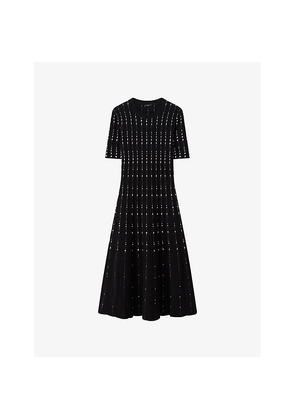 Womens Joseph Fragmented Stripe Short-Sleeve Stretch-Knit Midi Dress