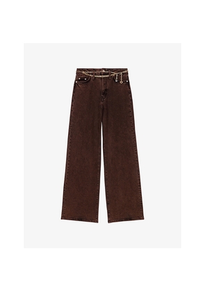 Womens Maje Flared Mid-Rise Stretch-Denim Jeans