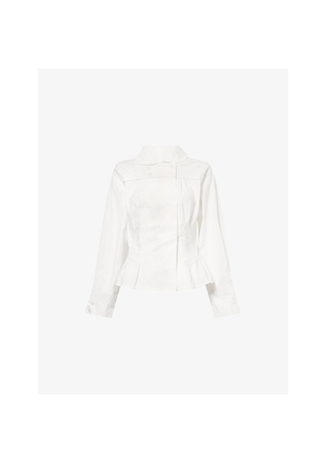 Womens Peachy Den Missy Long-Sleeves Stretch-Cotton Blouse