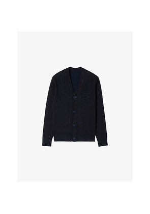 Mens Sandro Rope-Embroidered Regular-Fit Knitted Cardigan