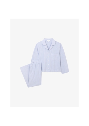Womens The White Company Fine-Stripe Cotton-Jersey Pyjamas