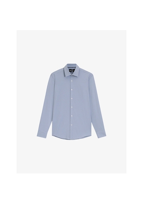 Mens Boss Spread-Collar Slim-Fit Stretch-Cotton Shirt