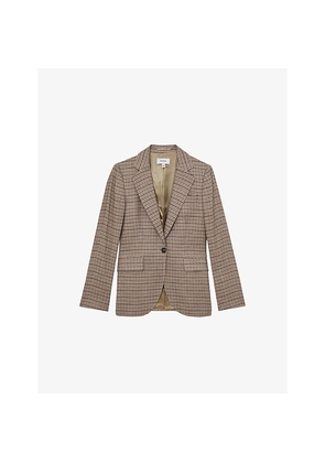 Womens Reiss Checked Single-Breasted Woven Blazer