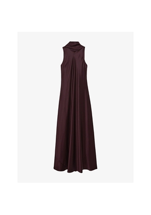 Womens Reiss Fae Cape-Detail Satin Maxi Dress