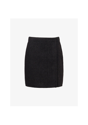 Womens Lemaire Wrapover Brushed Wool-Blend Mini Skirt