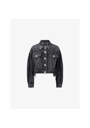 Womens Allsaints Beth Asymmetric-Hem Denim Jacket
