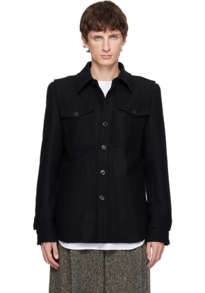 Dries Van Noten Black Constructed Wool Overshirt
