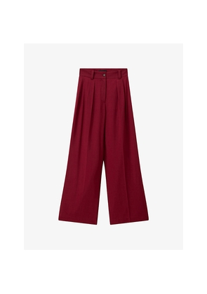 Womens Joseph Forest Wide-Leg Mid-Rise Wool Trousers