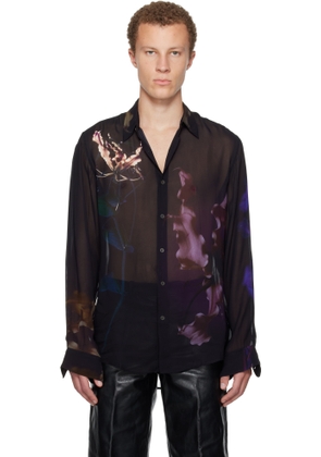 Dries Van Noten Black Flame Lily Shirt