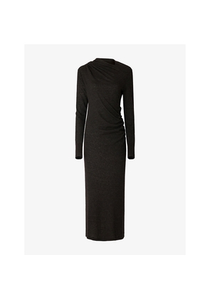 Womens Soeur Gisee Draped-Neck Knitted Midi Dress