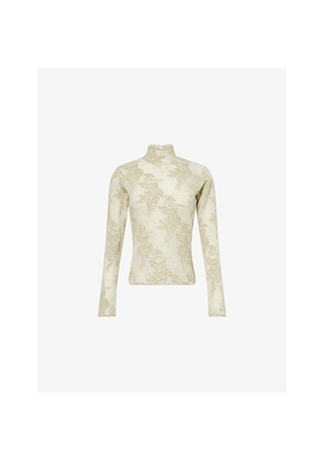 Womens Ganni Flower Mock-Neck Knitted Jumper