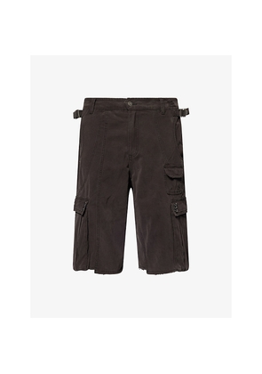 Mens Jaded London Arc Studded Denim Cargo Shorts