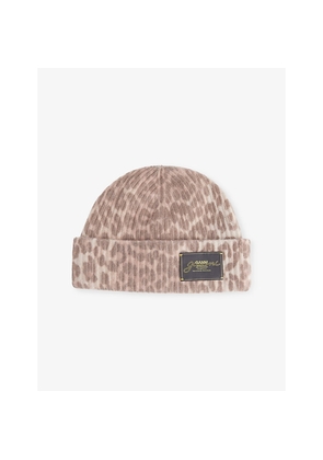 Womens Ganni Graphic Print Wool Blend Beanie