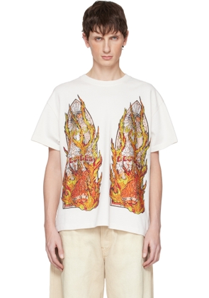Who Decides War White Rhinestone Flame Glass T-shirt