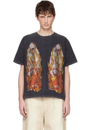 Who Decides War Black Rhinestone Flame Glass T-shirt