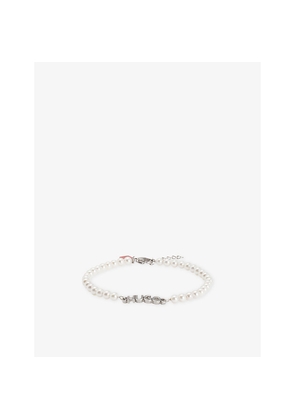 Hugo Logo-Plaque Stainless-Steel and Pearl Bracelet