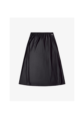 Womens Diesel O-Mori Logo-Plaque Stretch-Nylon Midi Skirt