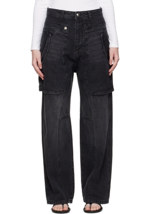 Andersson Bell Black Raptor Layered Wide-Leg Jeans