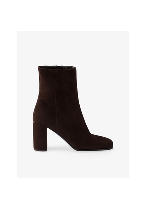 Womens Prada Brand-Plaque Suede Heeled Ankle Boots