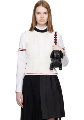 Thom Browne White Cable Pointelle Stitch 4-Bar Sweater Vest