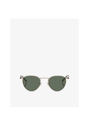 Womens Gucci Gg1875S Oval-Frame Metal Sunglasses