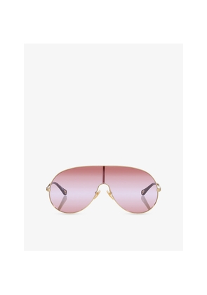 Womens Chloe Ch0283S Pilot-Frame Metal Sunglasses