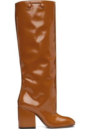 Marni Brown Leather Trunkaroo Knee-High Tall Boots