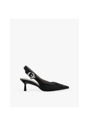 Womens Allsaints Idiya Heeled Leather and Mesh Slingbacks