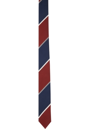 Thom Browne Burgundy & Navy Alternative Stripe Tie