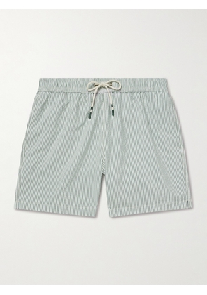Hartford - Slim-Fit Short-Length Striped Seersucker Swim Shorts - Men - Green - S