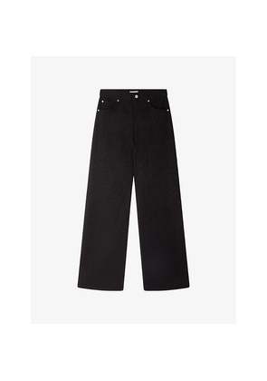 Womens Sandro Rhinestone-Embellished Wide-Leg Jeans