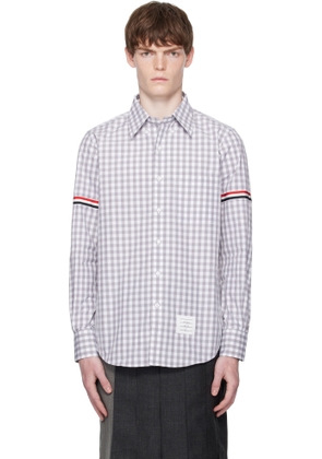Thom Browne Gray & White Gingham Check Poplin Armband Shirt