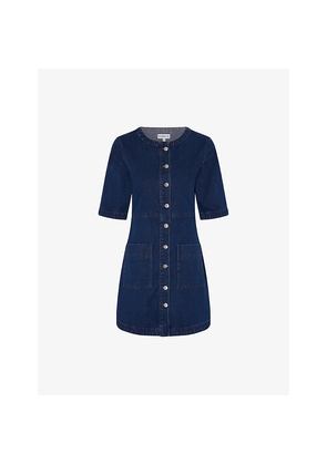 Womens Omnes Adia Button-Down Denim Mini Dress