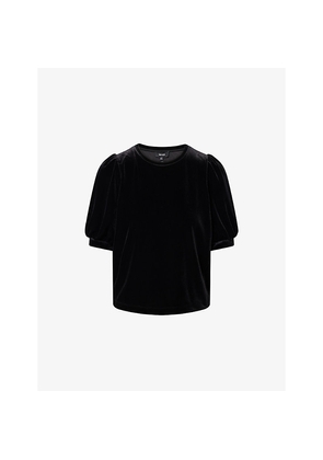 Womens Me And Em Puff-Sleeve Velour Top