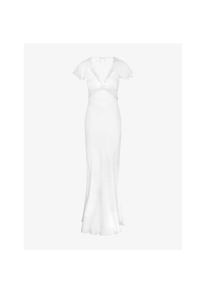 Omnes Meadow Flutter-Sleeved Woven Bridal Gown