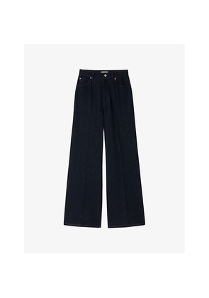 Womens Sandro Raw Wide-Leg Mid-Rise Jeans