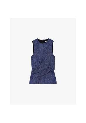 Womens Ro&Zo Sparkle Drape-Front Stretch-Woven Top