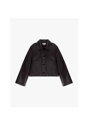 Womens Ro&Zo Collared Regular-Fit Leather Jacket